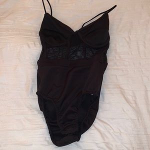 Mesh black spaghetti strap bodysuit